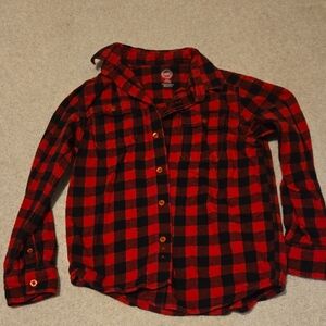 Wonder Nation Boys Large Red Plaid Flannel Shirt